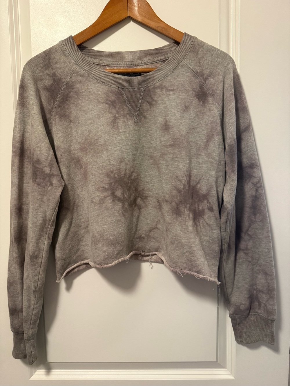 Cotton On Grey Tie Dye Cropped Crewneck Sweatshirt